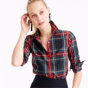 J. Crew Stewart Plaid Perfect Shirt Women's Top